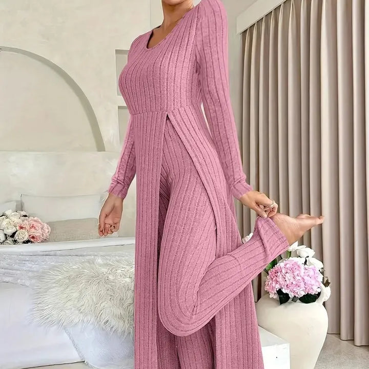 Celandine Ribbed Lounge Two Piece Set