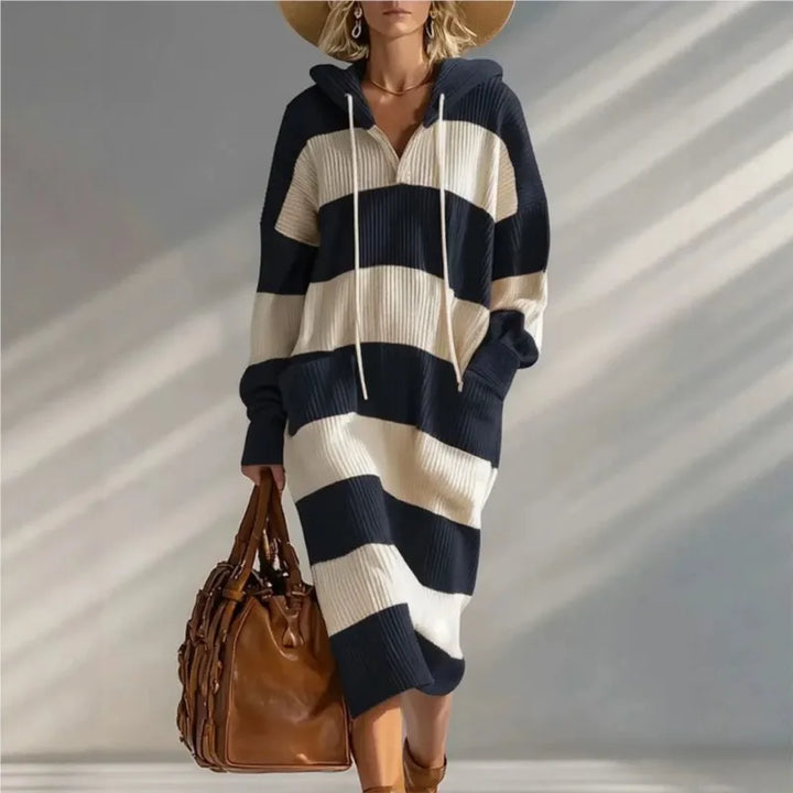 Faye Striped Knit Hooded Dress