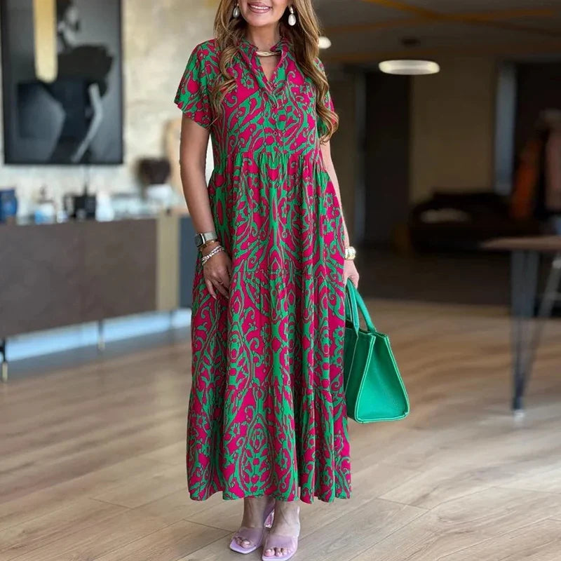 Brenza Printed Pocket Maxi Dress