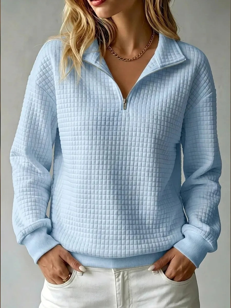 Leslie Waffle Half Zip Sweater