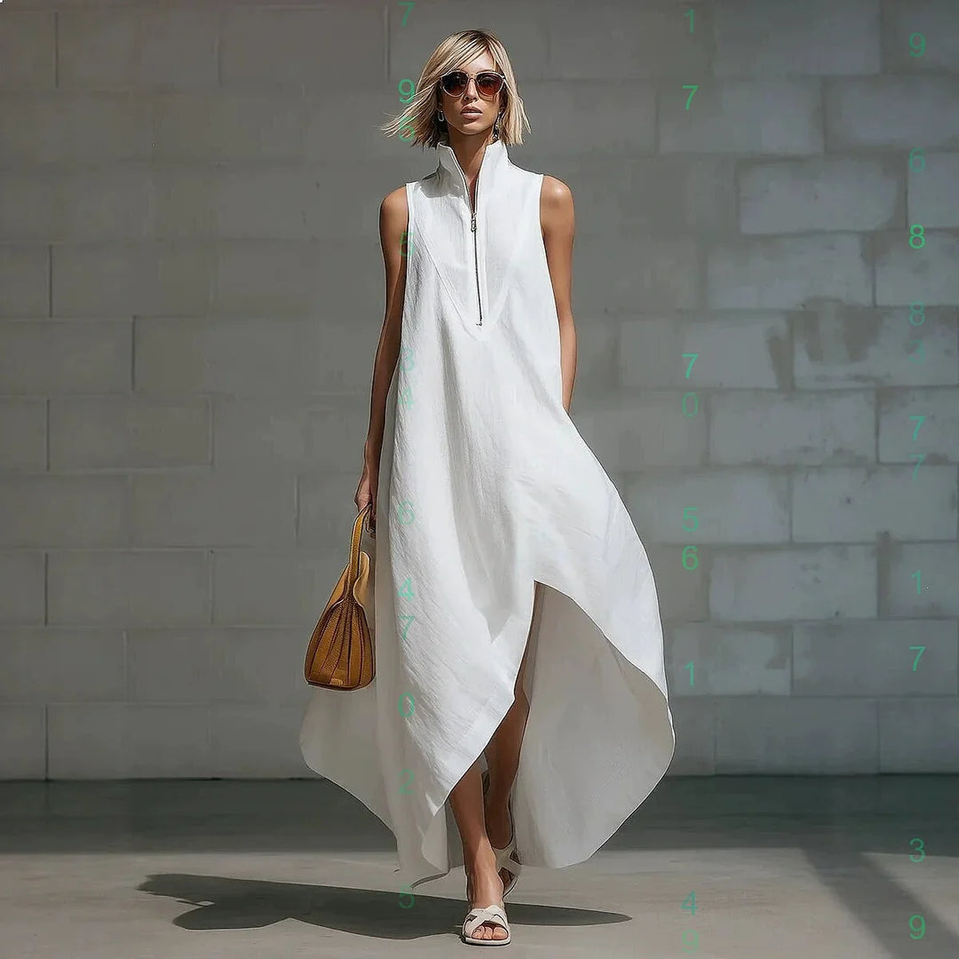 Elara Sleeveless Half Zip Long Dress