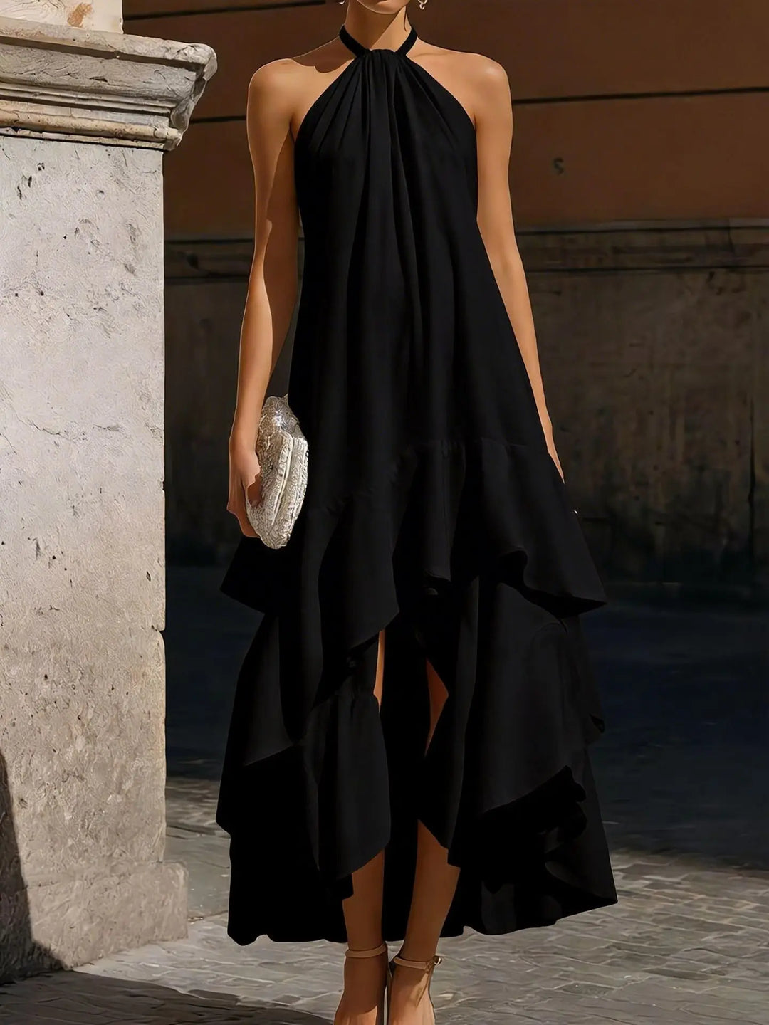 Carter Flowing Halter Midi Dress