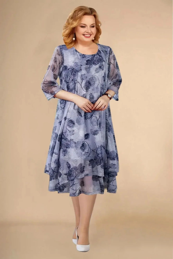 Fiona Floral Sheer Sleeve Midi Dress