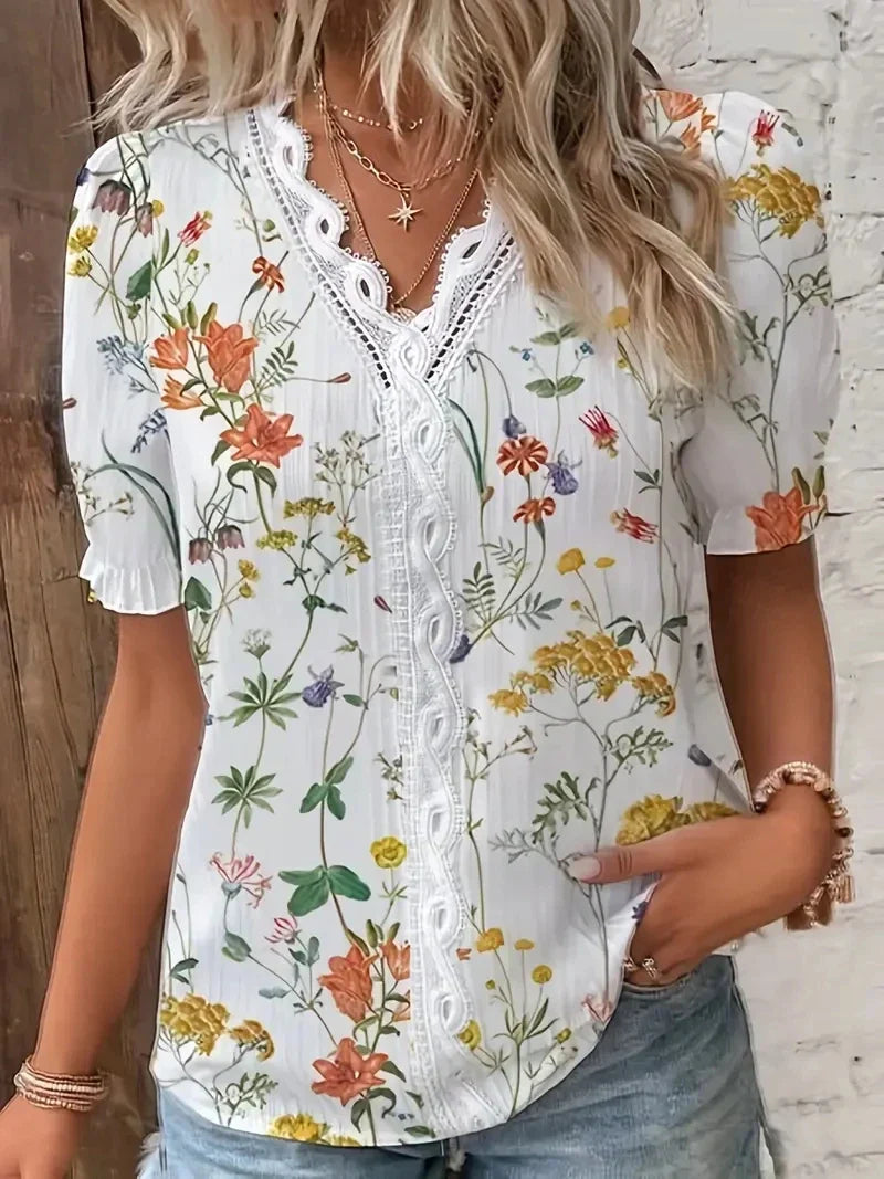 Audrey Floral V Neck Blouse
