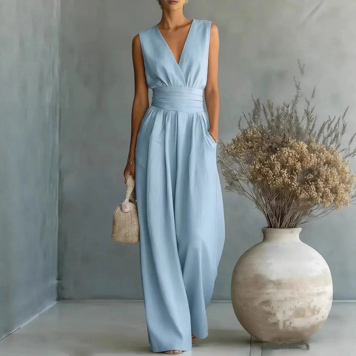 Sophia Sleeveless V Neck Jumpsuit