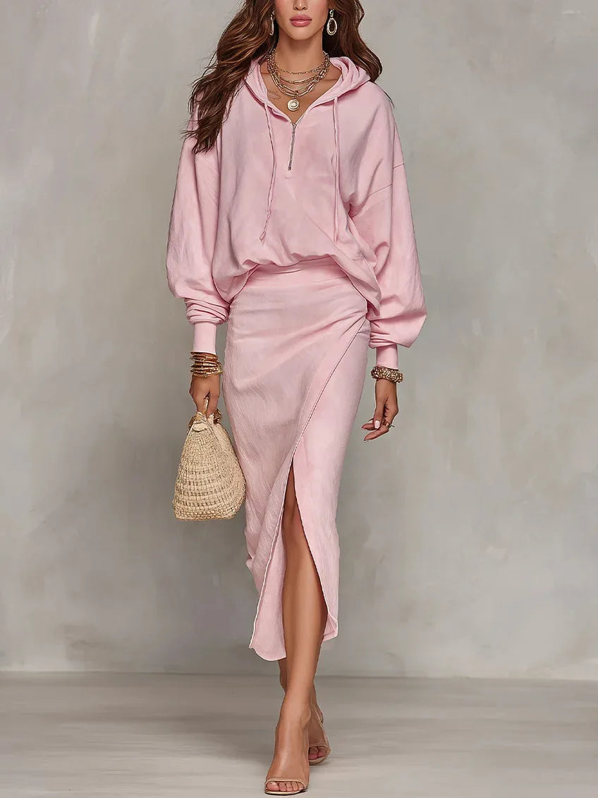 Marbel Asymmetric Wrap Skirt Set