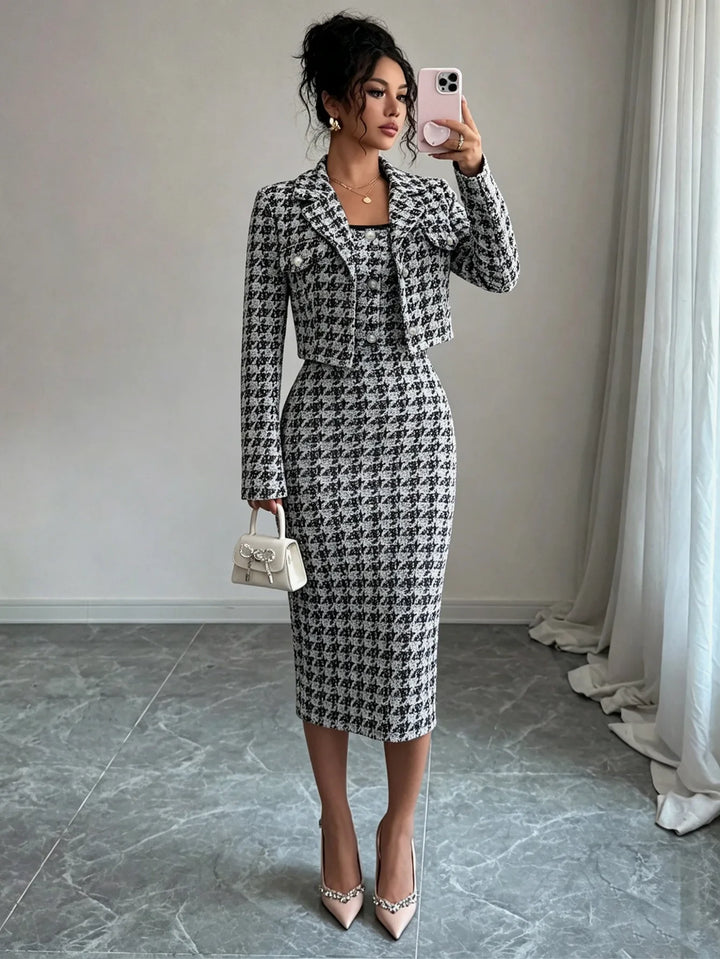Fenna Pearl Button Sheath Dress Set