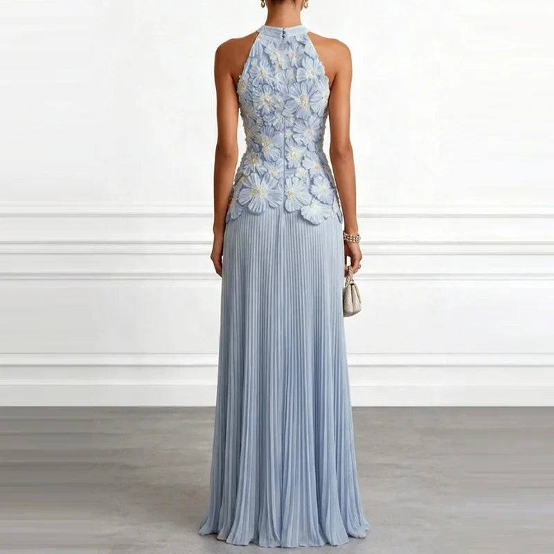 Amara Halter Pleated Gown