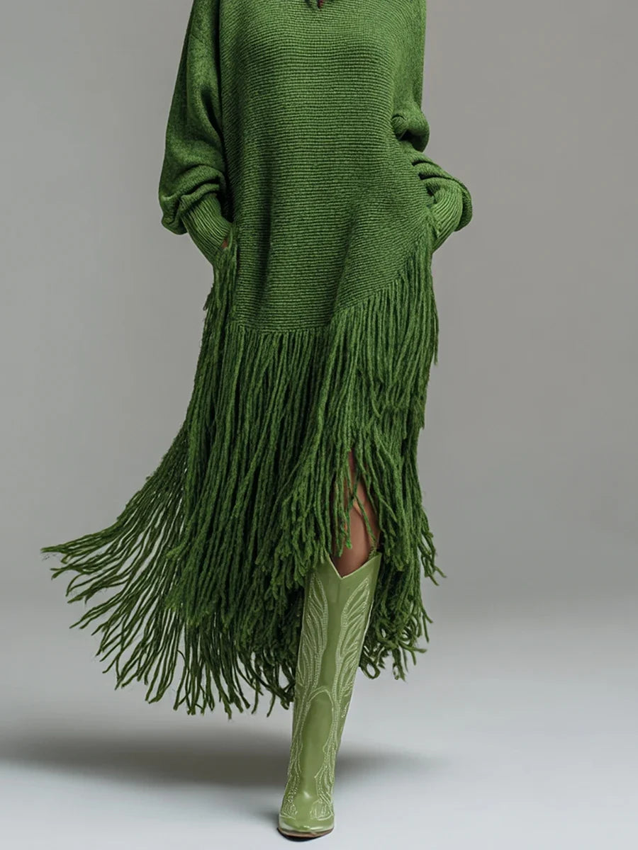 Tressa Fringe Knit Midi Dress