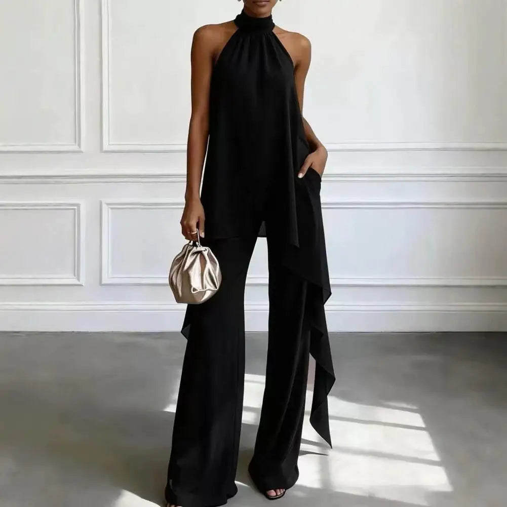 Jessenia Draped Sleeveless Chiffon Matching Set