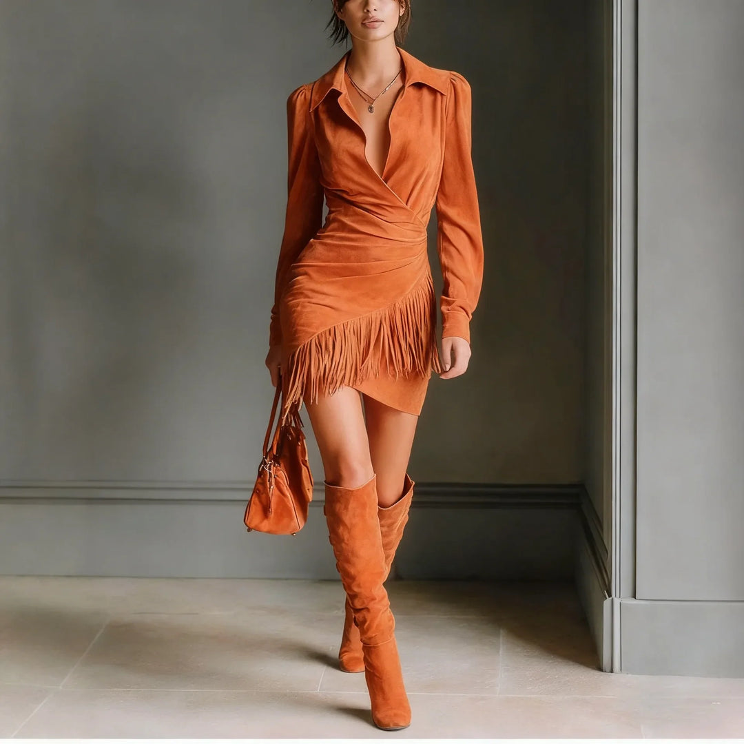 Juliana Suede Fringe Mini Dress