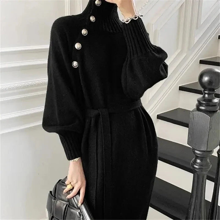 Corentine Button Placket Sweater Dress