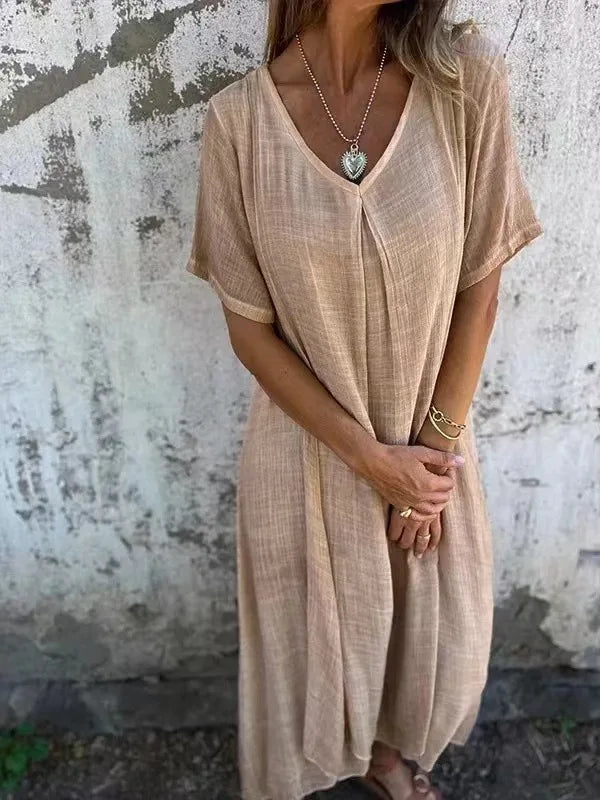 Emmalyn Casual V Neck Maxi Dress