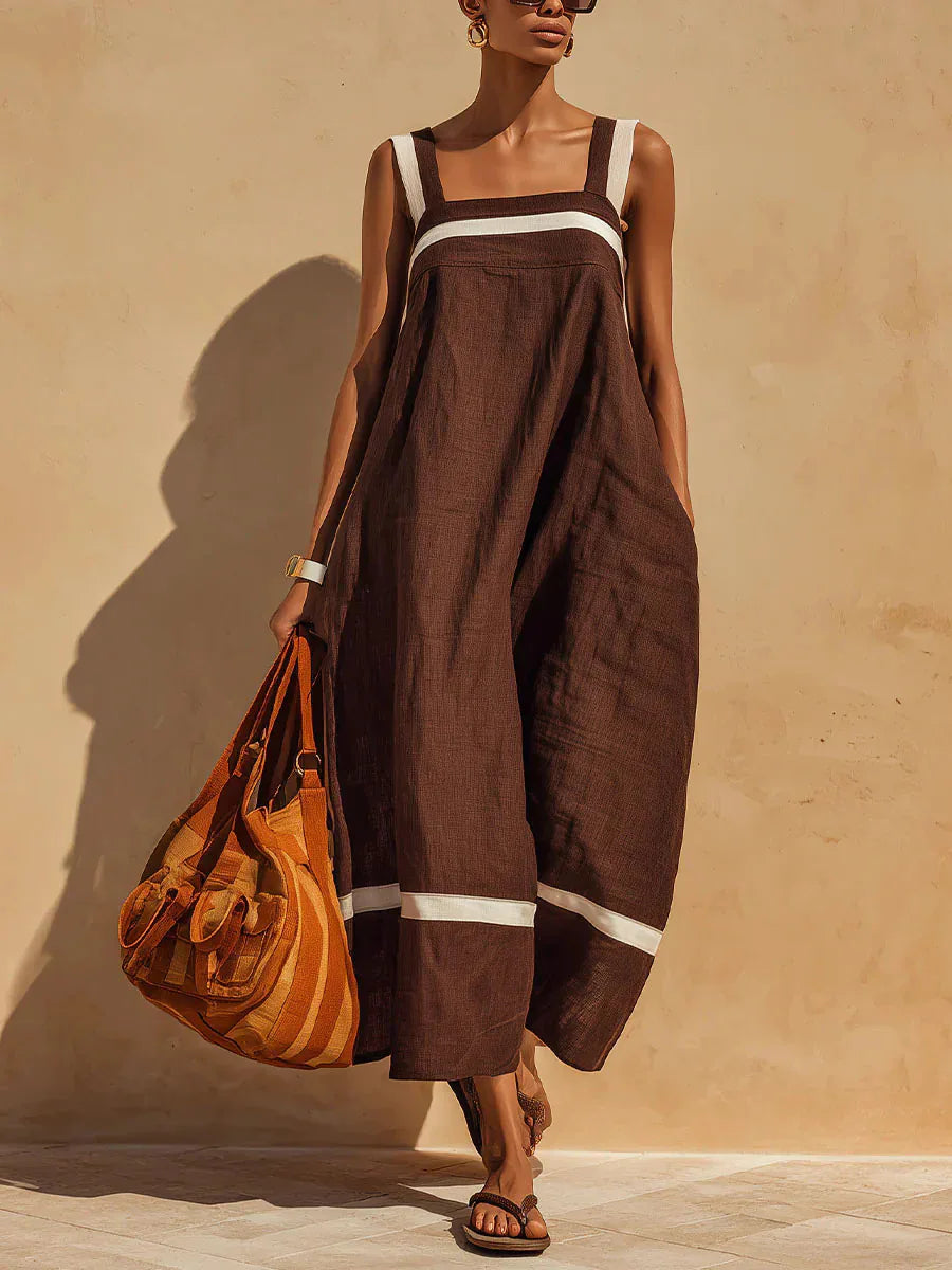 Vera Breathable Linen Slip Midi Dress