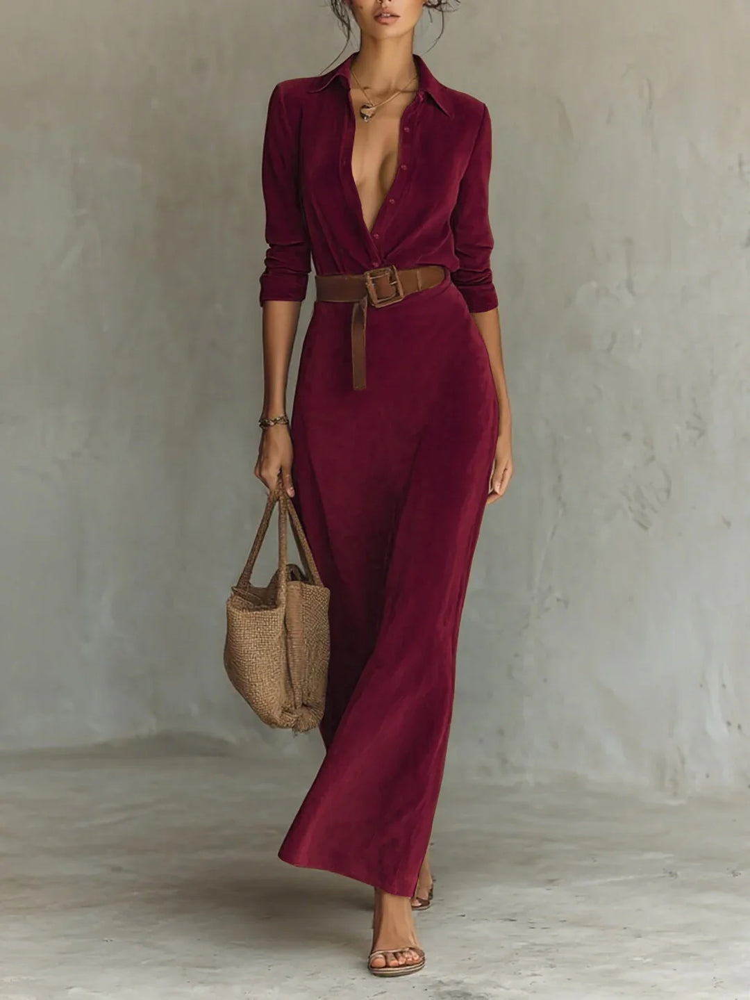 Georgette Brushed Velvet  Shirt Dress