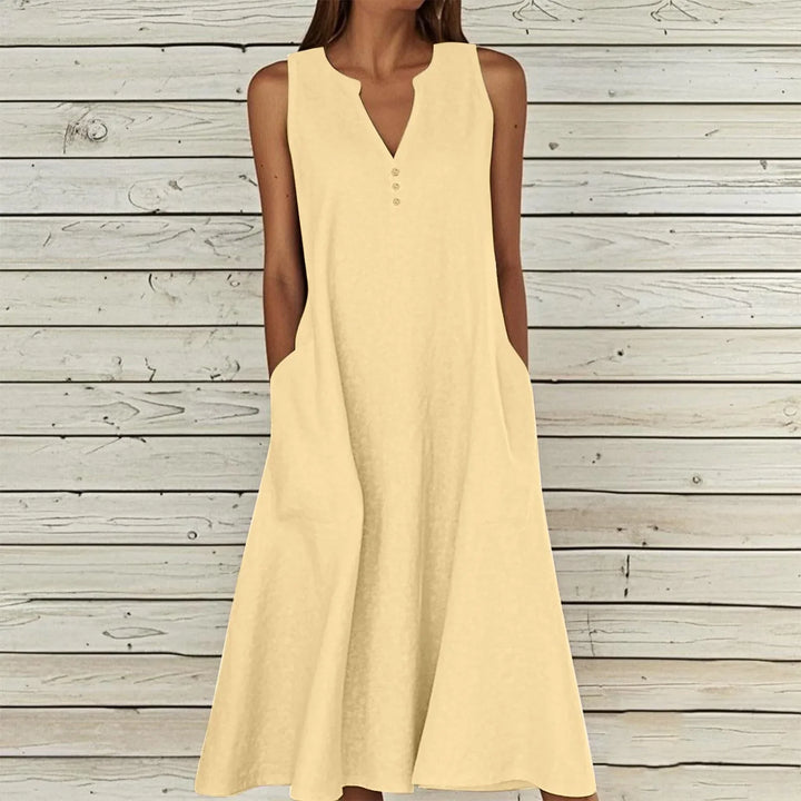 Avery Effortless V Neck Midi Dress