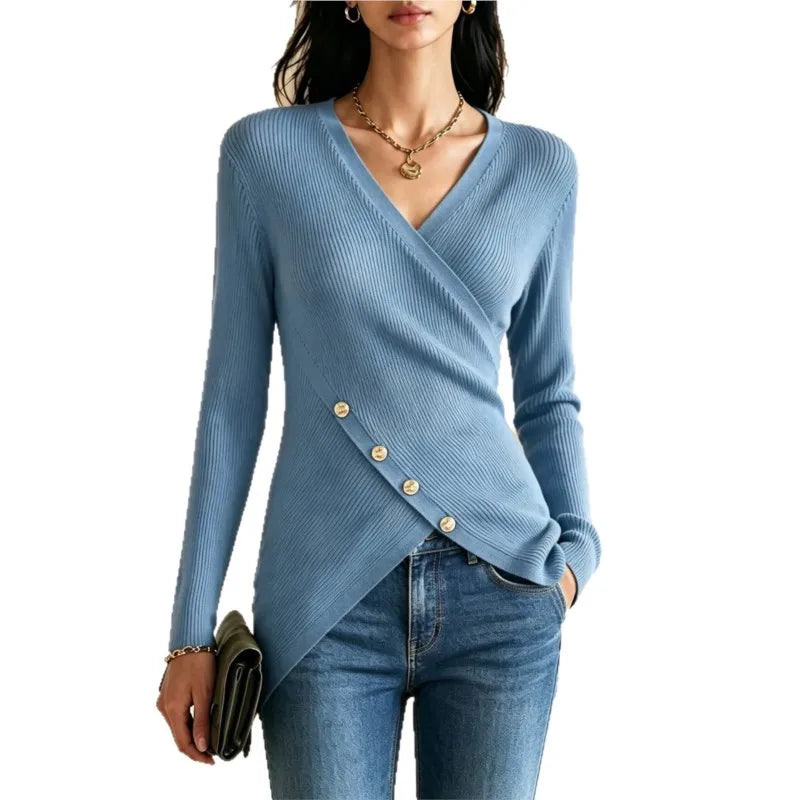 Adalina V Neck Ribbed Sweater