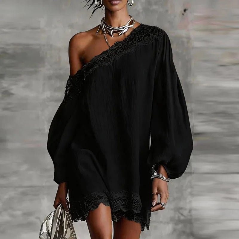 Nayeli One Shoulder Boho Mini Dress