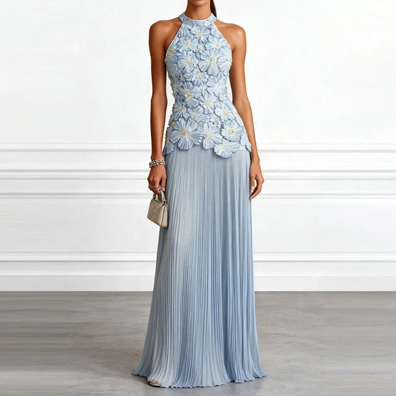 Amara Halter Pleated Gown