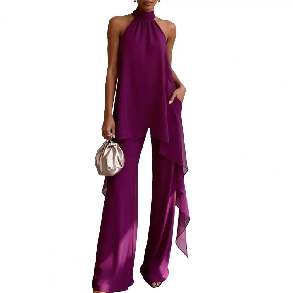 Jessenia Draped Sleeveless Chiffon Matching Set