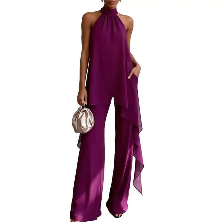 Jessenia Draped Sleeveless Chiffon Matching Set