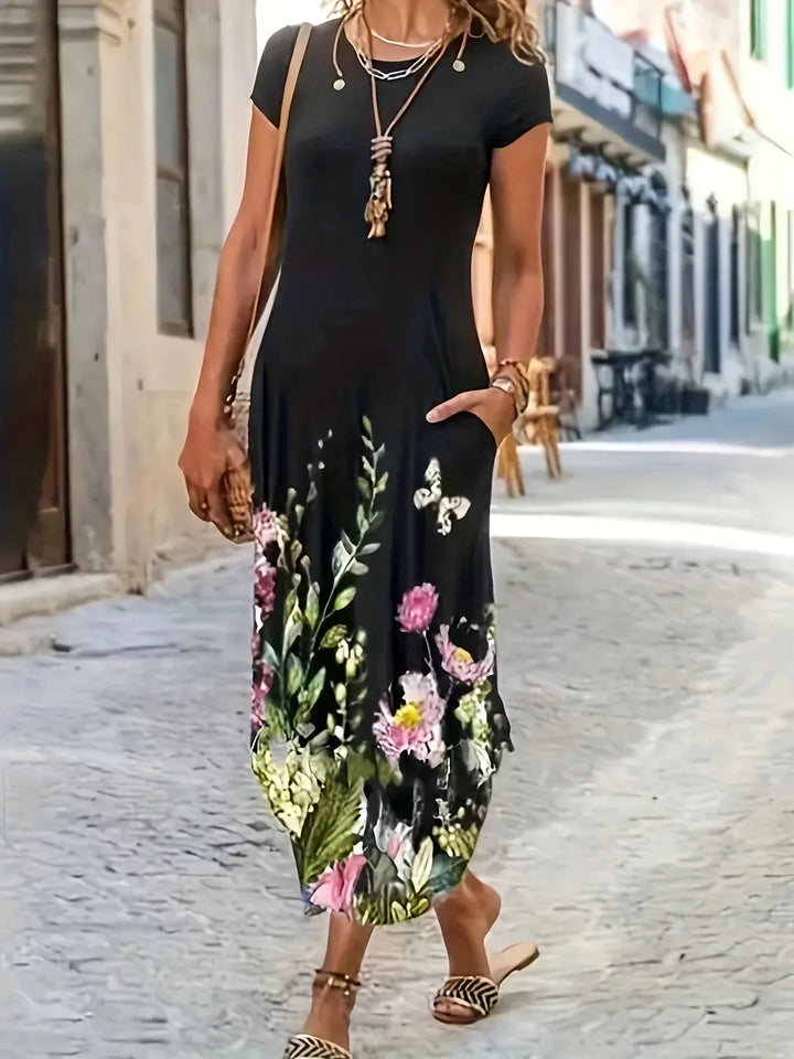 Liorene Floral Pocket Midi Dress