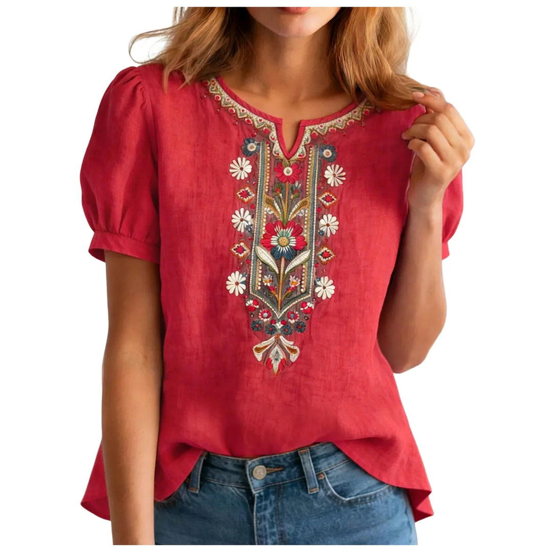 Annabelle Embroidered Linen Blouse