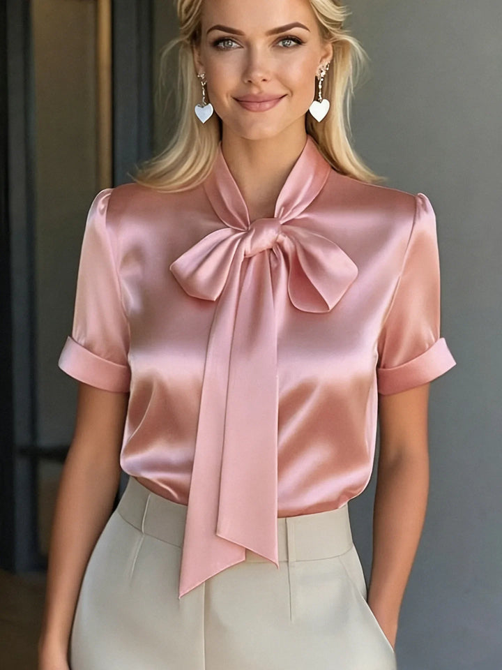 Sienna Soft Satin Bow Tie Blouse