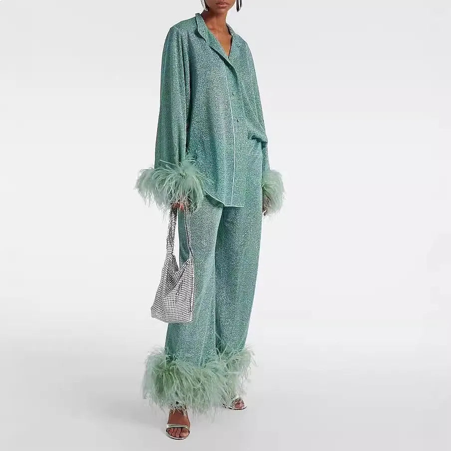 Hailey Feather Trim Matching Set