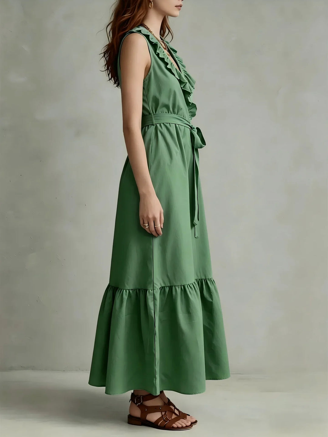 Tina Flowy Ruffle Hem Maxi Dress