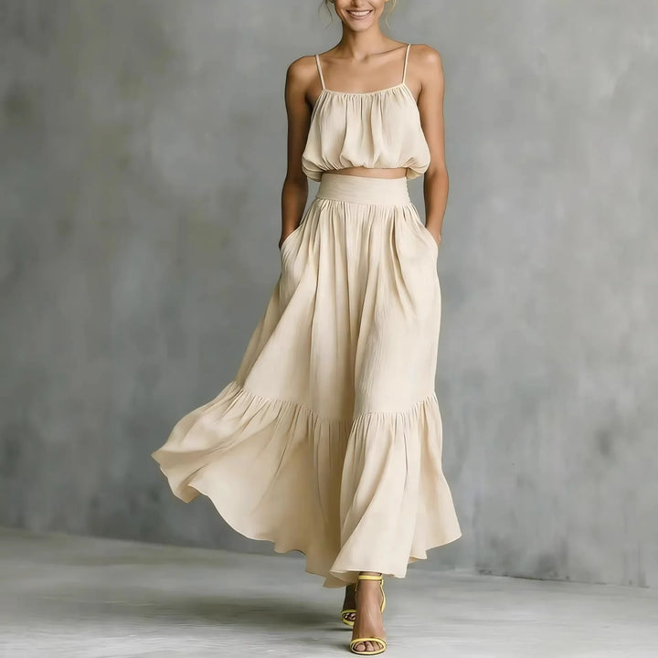 Elinah Flowy Crop Top Skirt Set