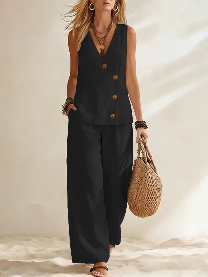 Vanessa Button Vest Co-Ord Set