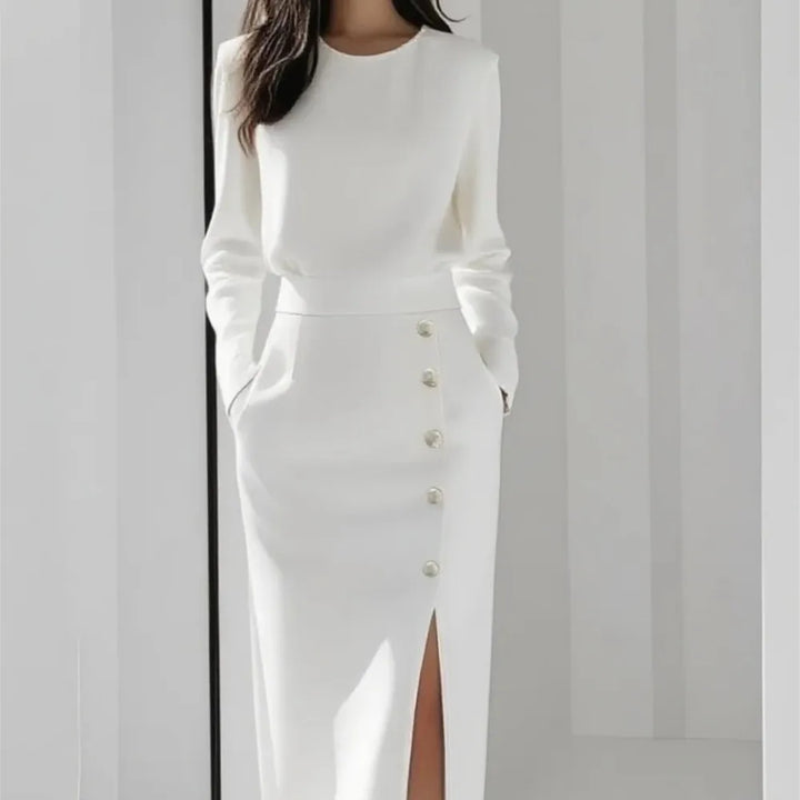Vesna Button Front Midi Dress