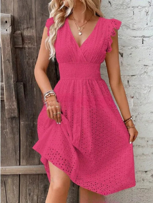 ElinaFlutter Sleeve Midi Dress