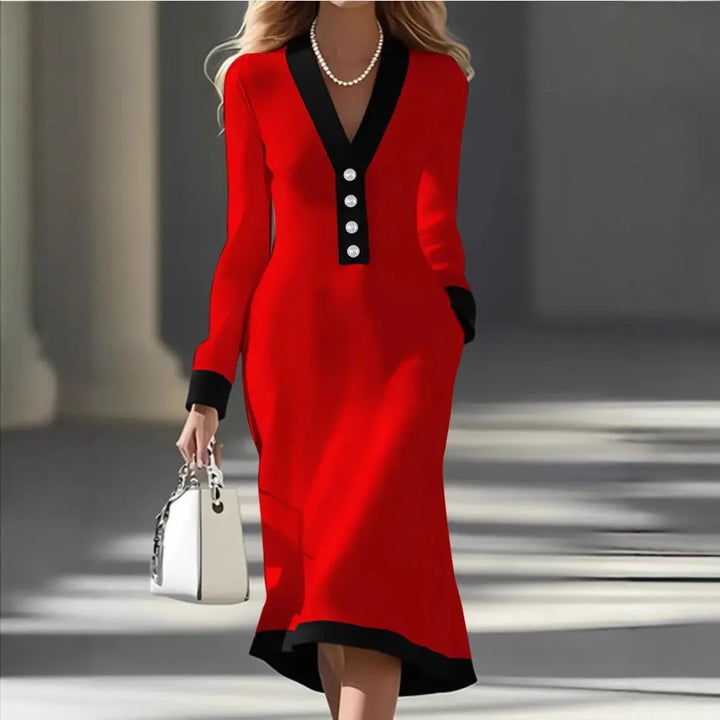 Estelle Contrast Trim Midi Dress