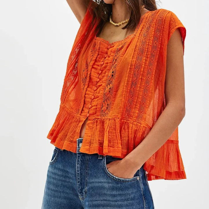 Sylvie Ruffle Hem Sleeveless Blouse