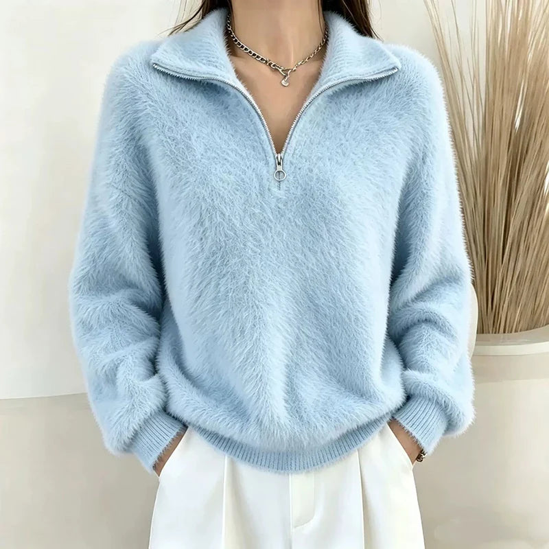Wynne Half Zip Fuzzy Pullover