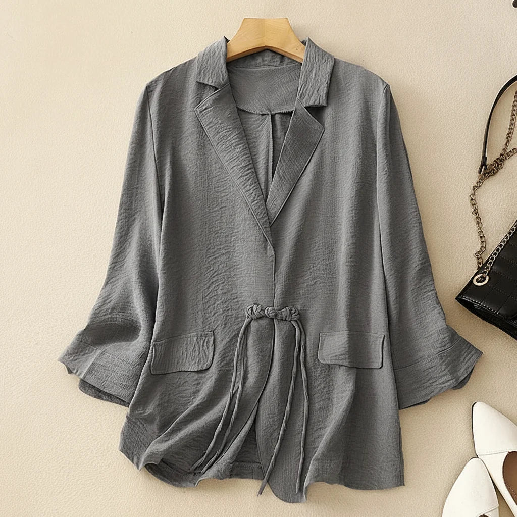 Melissa Drawstring Linen Blazer