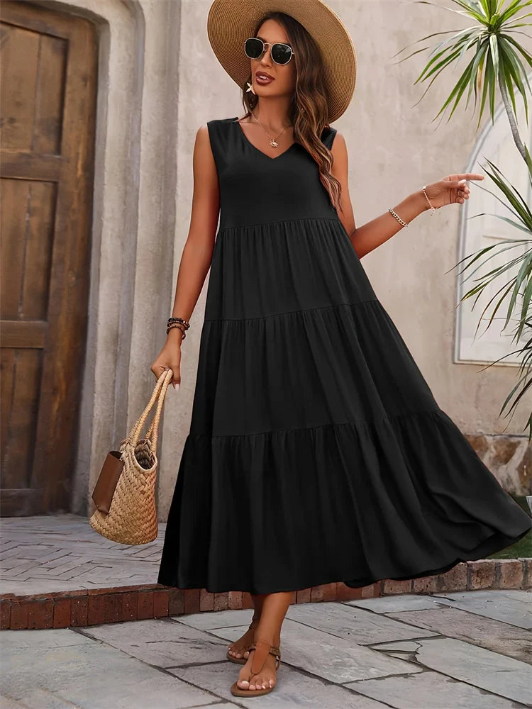 Amanda Sleeveless Tiered Maxi Dress