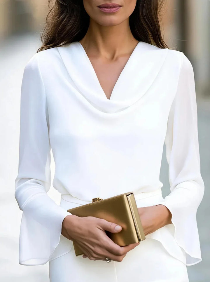 Fiorela Draped V Neck Blouse