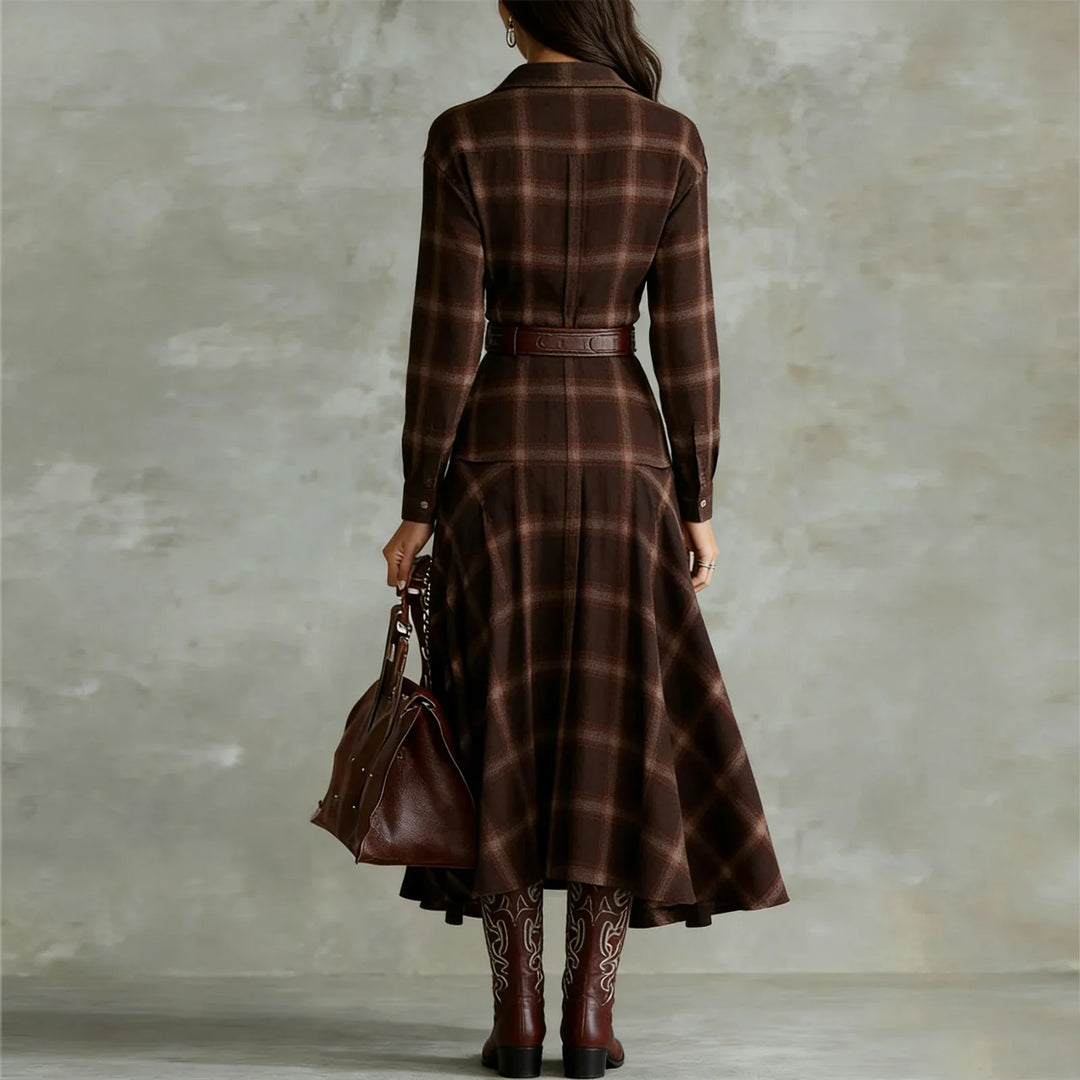 Harlow Button Plaid Shirt Dress