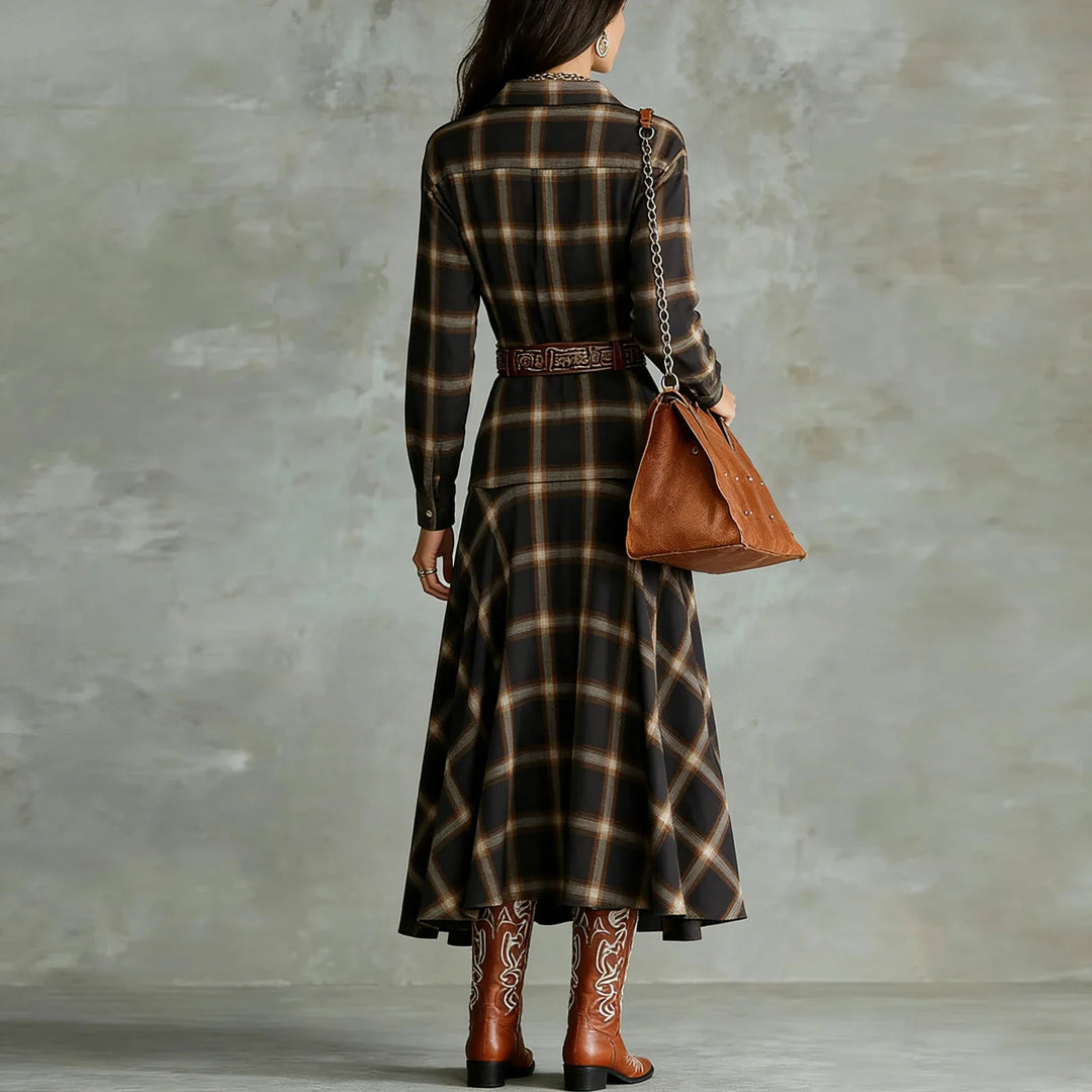Harlow Button Plaid Shirt Dress