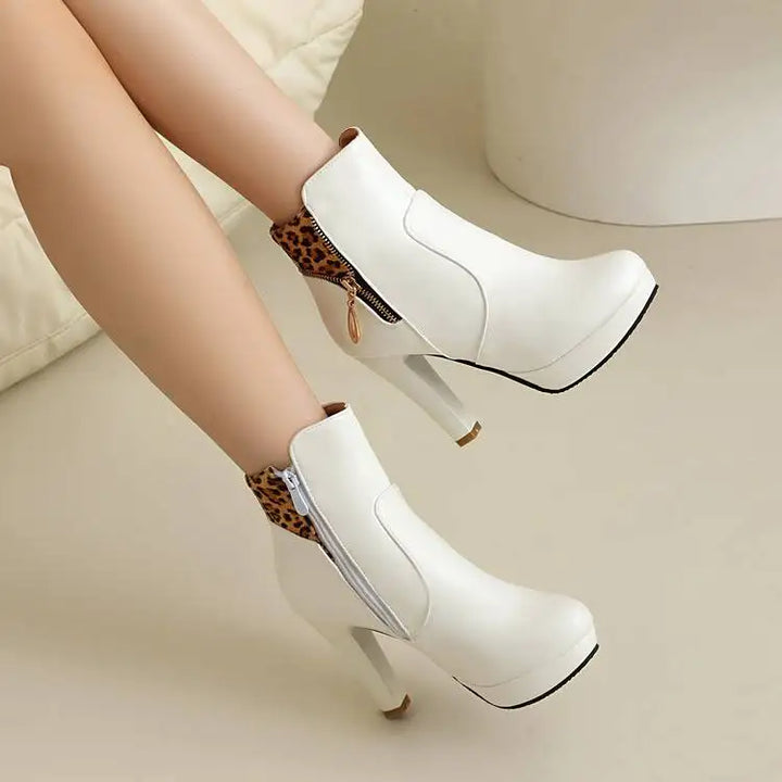 Maren Leopard Panel Ankle Boots