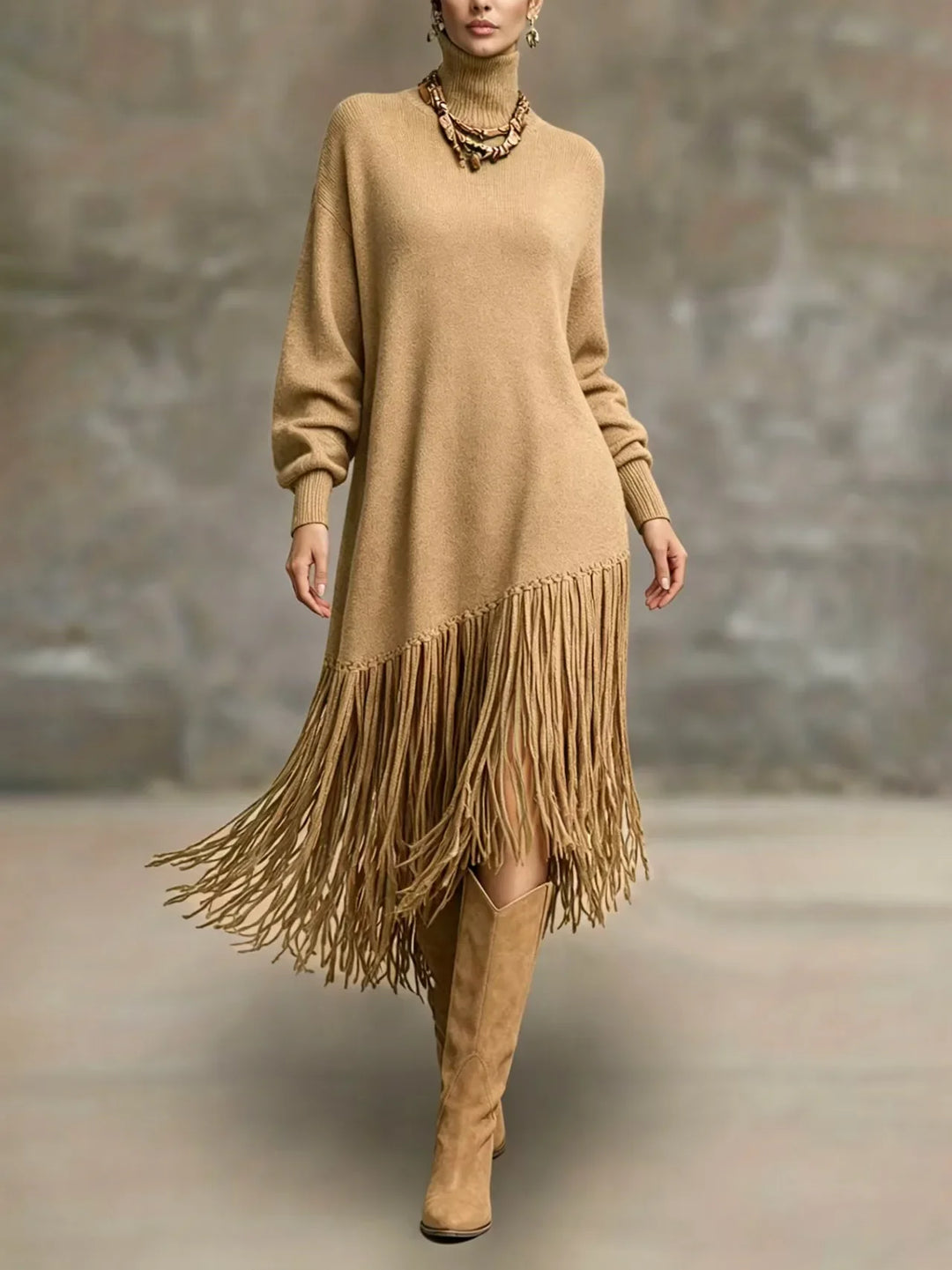 Tressa Fringe Knit Midi Dress