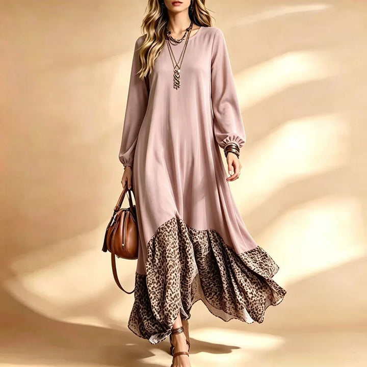 Delphine Leopard Hem Maxi Dress