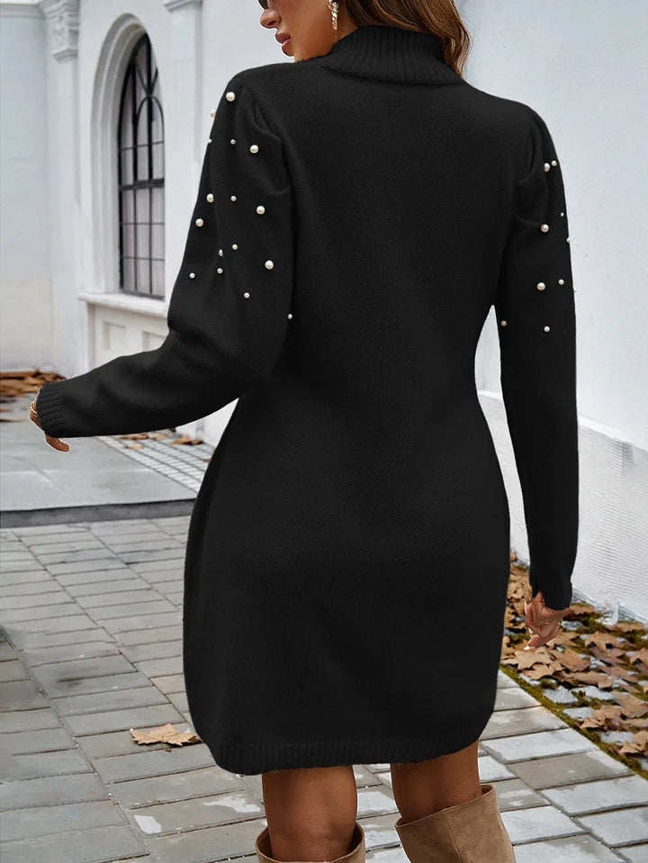 Corinne Pearl Beaded Sweater Dress