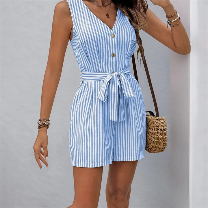 Alessa Striped Tie Waist Romper