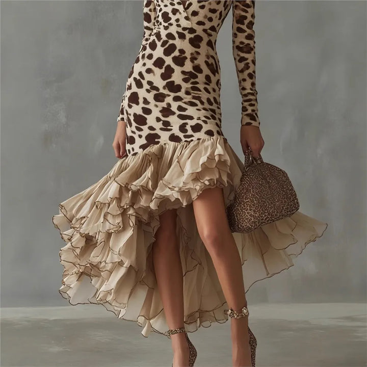 Amanda Leopard Ruffle Dress