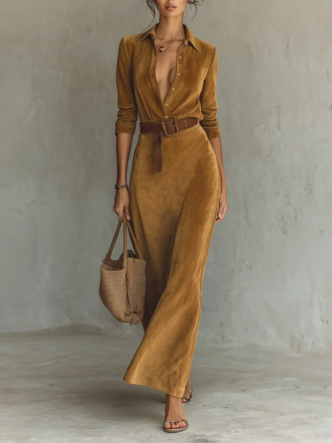 Georgette Brushed Velvet  Shirt Dress
