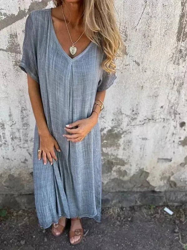 Emmalyn Casual V Neck Maxi Dress